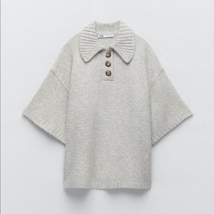 Zara Gray Button-Up Sweatshirt